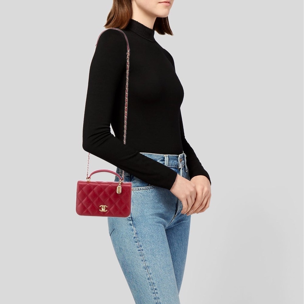 Chanel Red Top Handle Flap Bag - Picture 1 of 13